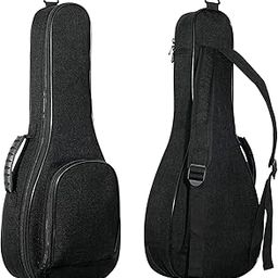Ukulele case 0.5 Inch Thick Padding ABS Handles Guitalele case Linen Fabric 30 inch Bass Ukulele gig Bag with Felt Picks Black (Black)-image-46