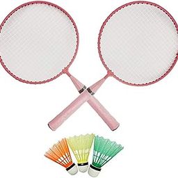 SPOCCO | 2 Pcs Set Kids Badminton Steel Short Handle Badminton Racquets (Colour May Vary) Badminton Racket for Kids - Baby Badminton Toy Set for Children with Shuttlecocks and Backpack | BR01-13