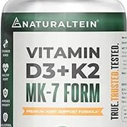 NATURALTEIN Vitamin K2 + D3 Unflavoured (60 Tablets) | 600 IU Plant-Based Vitamin D3 & 55 mcg Vitamin K2 | Boosts Calcium Absorption, Muscle Strength & Nervous System-16