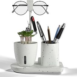 eo Pen Stand for Study Table with Self-Watering Plant Pot, Glasses & Smartphone Holder – Desk Organizer & Pencil Holder for Office, Home, Kids, Students, Study Room Desk Station White-image-55