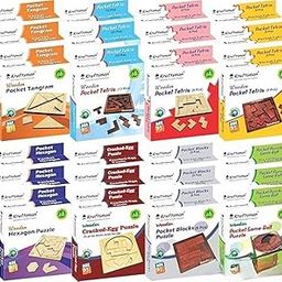 Braintastic Wooden Puzzle,Travel Board Game Learning & Creative Educational Intelligence Brain Games, Pack of 24(3x8 DIY) for Birthday Return Gifts Party Pack with Travel Pouch for All Age Group-picture-16