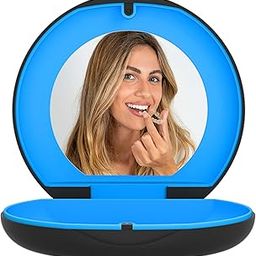 Premium Aligner Case with Mirror - Compatible with Invisalign, Smile Direct, and Other Aligners, Retainers, and Mouth Guards - Black & Blue, Set of 1-18