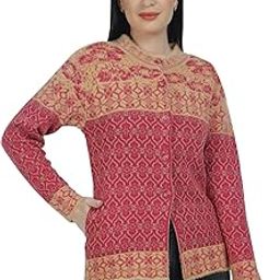 Premium Women's Buttoned Pure Woollen Cable-Knitted Cardigan/Sweaters (100% Acrylic Wool) (L, Rani Shade)-image-44