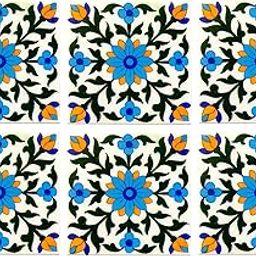Shiv Kripa Blue Pottery Home Décor, Moroccan Pottery Ceramic Handmade Wall Tiles 6 x 6 Inch Set of 6 Tiles (White & Multi)-picture-17