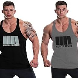 Mens Muscle Armed Round Neck Regular Fit Vest || Men's Gym Vests || Cotton Printed Vests Pack of 2 || Stylish & Comfortable Vest.-image-1