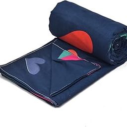 Super Premium Quilt Cover Double Bed with Zipper Blanket Cover/rajai Cover/Comforter Cover/Duvet Cover King Size Soft Cotton Breathable Skin Friendly Stuff 90x100 Inches, Blue Red-34