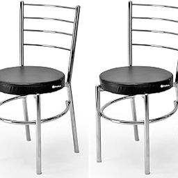 Goyal steel & furniture Steel Dining Chair with Cushion Comfortable Multi-Purpose Chair Heavy Duty for Café, Study, Hostel, Restaurant, Home, Office (2, Black, Standard)-image-54