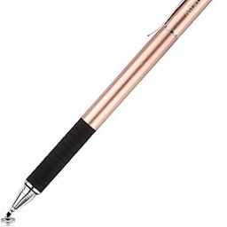 Metro Precision Disc Stylus 2 in 1 Universal Capacitive Stylus Pen with 2 Fine Disc Tips 1 Spare Micro-Knit Hybrid Fibre Tip for All Touch Screen Smartphones Tablets Rose Gold R-14