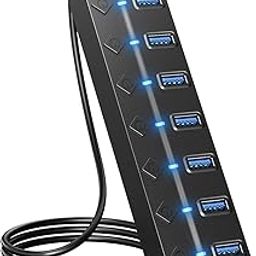 KETHISTONE 7-Port USB 3.0 Hub — High-Speed Data Transfer with Plug & Play USB Hub for Work & Gaming, Compaitable with PS4/PS5, Surface Pro, Laptops, PCs (1 Pcs) (Black)-image-4