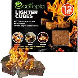 Ecotopia Fire Starter for Barbeque Charcoal | Professional Barbecue Grill Firepit Smoker Coal Chips Ignition | Indoor and Outdoor Fire Lighter BBQ Cubes for Home Stove Chimney (12 Pcs)-image-23