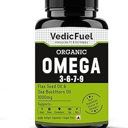 VedicFuel OMEGA 3-6-7-9 Capsule With Flax Seed & Sea Buckthorn Oil | Non-GMO | Veg Omega | Good for Heart and skin | Gluten Free | Immunity Booster| For Stronger Bones & Joints | 60 Softgel-image-41