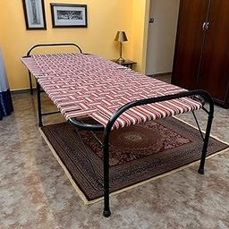 NATTNAK Heavy Duty Folding Bed 36x72 Inch – Iron Frame with Durable Nylon Niwar Strips | Portable Single Cot for Adults, Guests, PG, Hostel, Travel | Strong Metal Folding Bed India-image-83