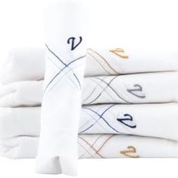 Men's Initial Monogram (A-Z) Embroidery 100% Pure Cotton Handkerchief | White Base With Colored Border | Handkerchiefs For Men Cotton Soft - (Pack of 5)-image-123