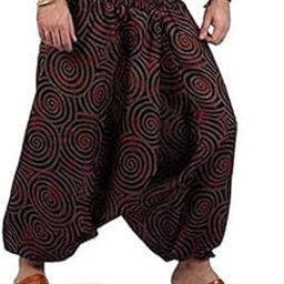 Men's and Women's Cotton Summer Baggy Boho Aladdin Hippie Yoga Harem Pants | Multicolour, Free Size-image-1