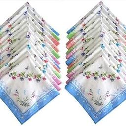 Women Cotton Cut Work Border Floral Pattern Handkerchief Ladies Hankies (Pack of 24)-image-86