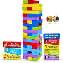 Feelto Kids Activity Tower Block Game, 54 Blocks with Educational Tasks, Physical and Mental Development Activities-image-18