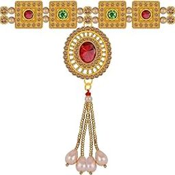 Gold Plated Pearl with Multi Color Stone Belly Chain/Kamarbandh for Women-image-2