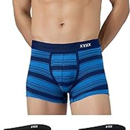 Men's Streax Super Combed Cotton Regular Fit Striped Trunks with No Marks Waistband (Pack of 3)-picture-39