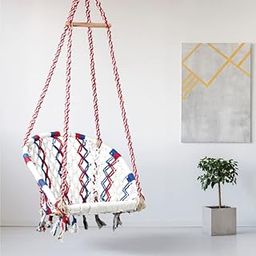 Swingzy Cotton Premium D-Shape Swing Chair/Hanging Hammock for Home, Office, Indoor, Outdoor, Balcony, Garden/Patio Swing Chair for Kids & Adults (60 x 60 x 150 cm, Multicolor)-image-65