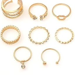 Contemporary Stackable Rings Set Brass Gold Plated Stack Ring-1