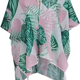 Women's Beach Cover Up Kimono Cardigan Tropical Leaves Blouse Shawl Top M | Womens Clothing |Tops & Blouses-picture-37
