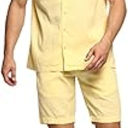 showoffff SHOWOFF Men's Short Sleeves Solid Yellow Oversized Co-Ords Set-Aarin-1759_Yellow-picture-43