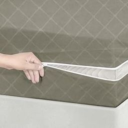 BSB HOME® Premium Cotton Mattress Cover/Protector with Zipper Chain| Available in Provides All Around Protection with 360° Encasing |72"x48" (6x4 ft) - Pack of 1 - Grey-image-96