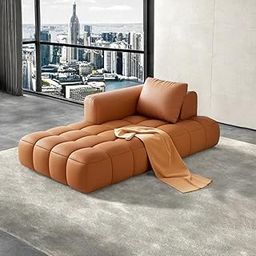 LEGACY OF COMFORT Azure Solid Wood Frame Indoor Chaise Lounges Upholstered Chaise Lounge for Living Room (Right Hand Side, Orange Leatherette)-image-98