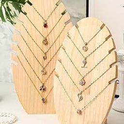 Unique Creativity Wooden Necklace Display Stand, Detachable Oval Tabletop Jewelry Display Boards for 12 Necklaces, pine Necklace Organizer Holder, 10.4x6.3x2.8 Inches-image-93
