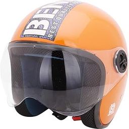 Sage Square ABS Shell ISI Certified Guardian Cruiser Open Face Helmet for Bike Royal Enfield and Others (Extra Large, Orange Glossy)-image-1