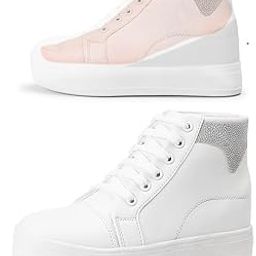 Women with Hidden Heels White Shoes - 3 Inch Hidden Height-image-52
