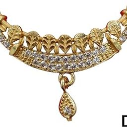 Gold-Plated CZ Mangalsutra Pendant, Traditional Drop Design, 15 Stones, D2-image-100