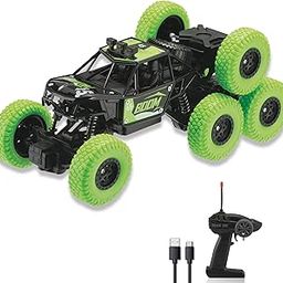 Gooyo GY-88 Remote Control 8-Tyres Rock Crawler Toy Car | RC Monster Car 4x4 Soft and Elastic Rubber Tires |Rechargeable Batteries|Green|Power Source: Lithium Battery-19
