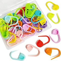 QYNSIK Premium Crochet Stitch Markers Set of 1 | Durable Locking Knitting Stitch Markers | Mixed Colors, Red | Plastic Needle Clips for Crochet & Knitting Projects - 25pcs-1