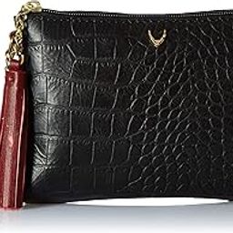 Womens Leather Sling Bag- Black/Marsala-44