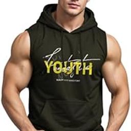 Men Cotton Blend Hooded Sleeveless Vest | Printed Vest for Men | Stylish Vest for Gym | Running, & Other Sports-image-45
