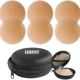Reusable Nipple Covers with Case, Comfortable & Natural Invisible Self Adhesive Washable Silicone Pasties for Women (Skin Color) (3 Pairs (6 Pcs Nipple Covers + 1 Case))-image-37