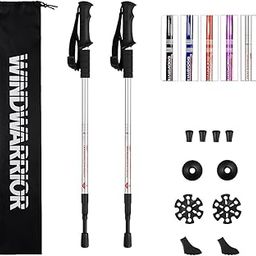 WINDWARRIOR Trekking Poles – Lightweight Adjustable Hiking Sticks with Shock Absorber – Foldable Aluminium Walking Poles with Multi-Terrain Tips & Storage Pouch (Silver, Pack of 2)-image-92