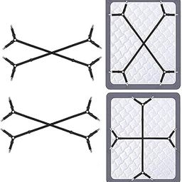 HASTHIP® Bedsheet Holder,2pcs Bedsheet Fitter Clips,Adjustable Crisscross Holder Strap with Heavy Duty Grippers Clips Fitted Bed Sheet Fasten Suspenders Grippers to Hold Sheets-image-59