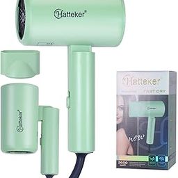 HATTEKER HT-310 Professional Foldable Hair Dryer 2600W Power, Negative Ion Technology, Overheat Protection with Styling Concentrator 3 Temperature Modes Cool Shot, Model 3-34
