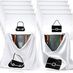 8 Pack Multi-Functional Drawstring Pouch Silk Cloth Dust Bags for Handbags Purse Dust Bag Cover Travel Packing Organizers for Shoes Boots, White, 23.6 x 19.7 and 19.7 x 15.8 in, White-picture-14