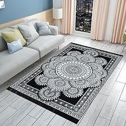 Furnishing Hut Premium Collection of Carpet 5X7 | Soft Velvet Rug for Living Room, Hall & Bedroom | Floor Carpet for Home/Dari & Kalin | Reactangular Rugs &Carpet (Black)-image-40