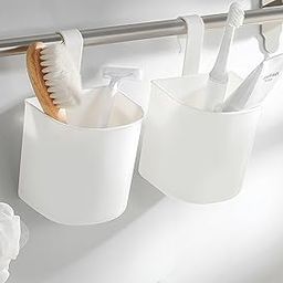 MosQuick Set Of 4 Hanging Baskets With Hooks Multipurpose Kitchen Organizer And Bathroom Organiser Toothbrush Holder Versatile Storage Baskets For Home Organization Essential Bathroom Accessories-picture-2