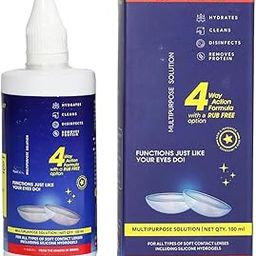 Multipurpose Contact Lens Solution 100ml, with FREE lens case, Reliable Cleaning, Moisturizing Formula for Sensitive Eyes, Portable Lens Cleaner for Travel, Long Shelf Life-image-5