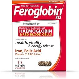 B12 Capsules for Hemoglobin & Red Blood Cell Formation | Iron, Folic Acid, B12, B6 & Zinc | 30 Capsules-25