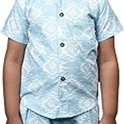 Baby Boys Classic Fit Cotton Blended Shirt and Short Set | Multicolor | 7-8 Years | KIDS13143-picture-22