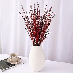 TIED RIBBONS Pack of 5 Artificial Jasmine Flowers Stem with Mini Berry for Vase Pot Home Decoration (Red) for Home Office Wedding Party Decoration (Vase not Included)-image-79