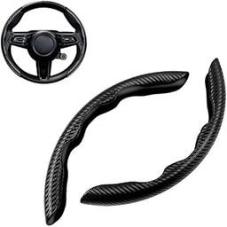 BLURISM Carbon Fiber Steering Wheel Cover, Anti-Slip, Comfortable Grip, Durable, Universal for 99% Car Interior Accessories (Black)-image-9