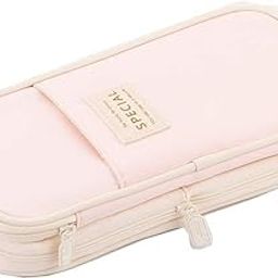 LABUK Large Capacity Pencil Case Pouch, Cute Aesthetic Big Capacity Zipper Cases Pen Portable Office Stationery Makeup Bag, Desk Organizer for College Adults Women Men (Pink)-image-18