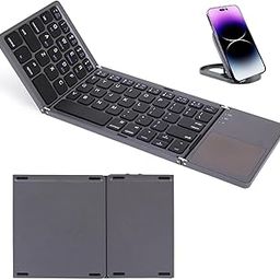 atdaraz Foldable Bluetooth Keyboard with Touchpad, and Mobile Stand Compact and Portable Design, Rechargeable Wireless Keyboard, Compatible with PC, Laptop, iMac, Tablets & Smartphones - Black-image-6